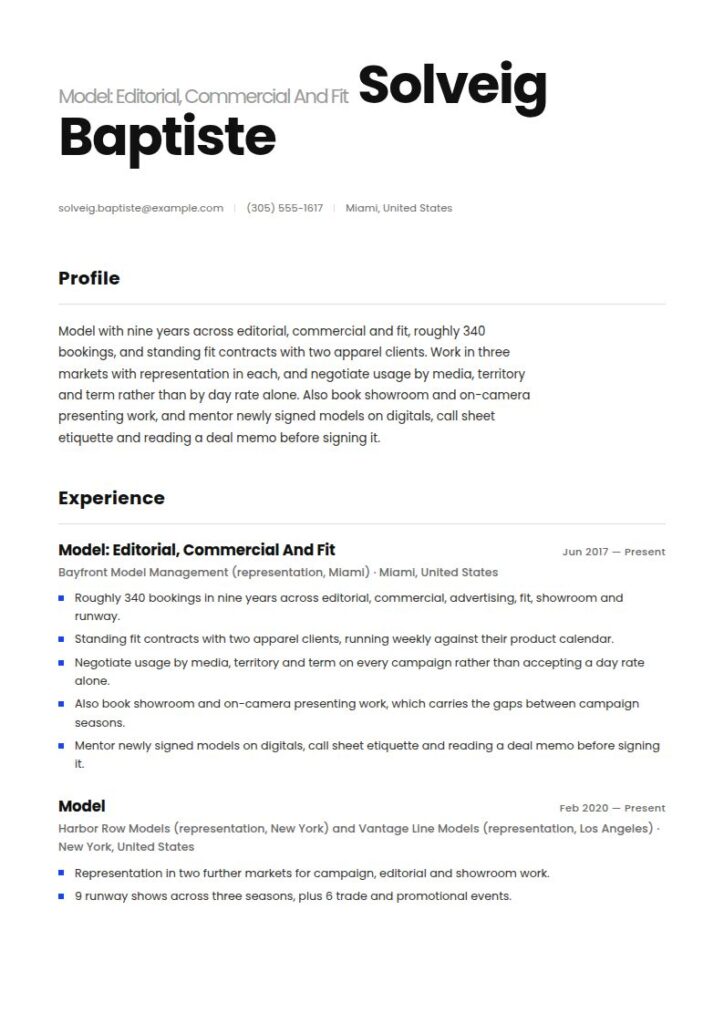Modeling Resume Examples & Templates