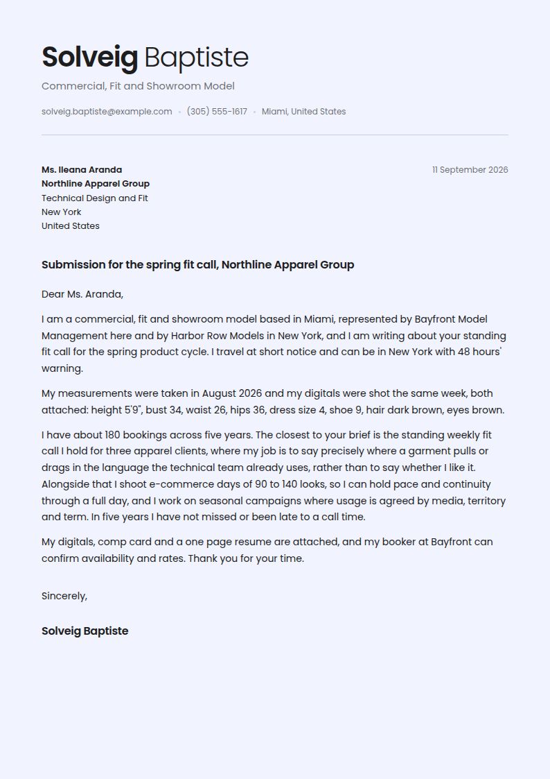 Modeling Cover Letter Examples & Templates