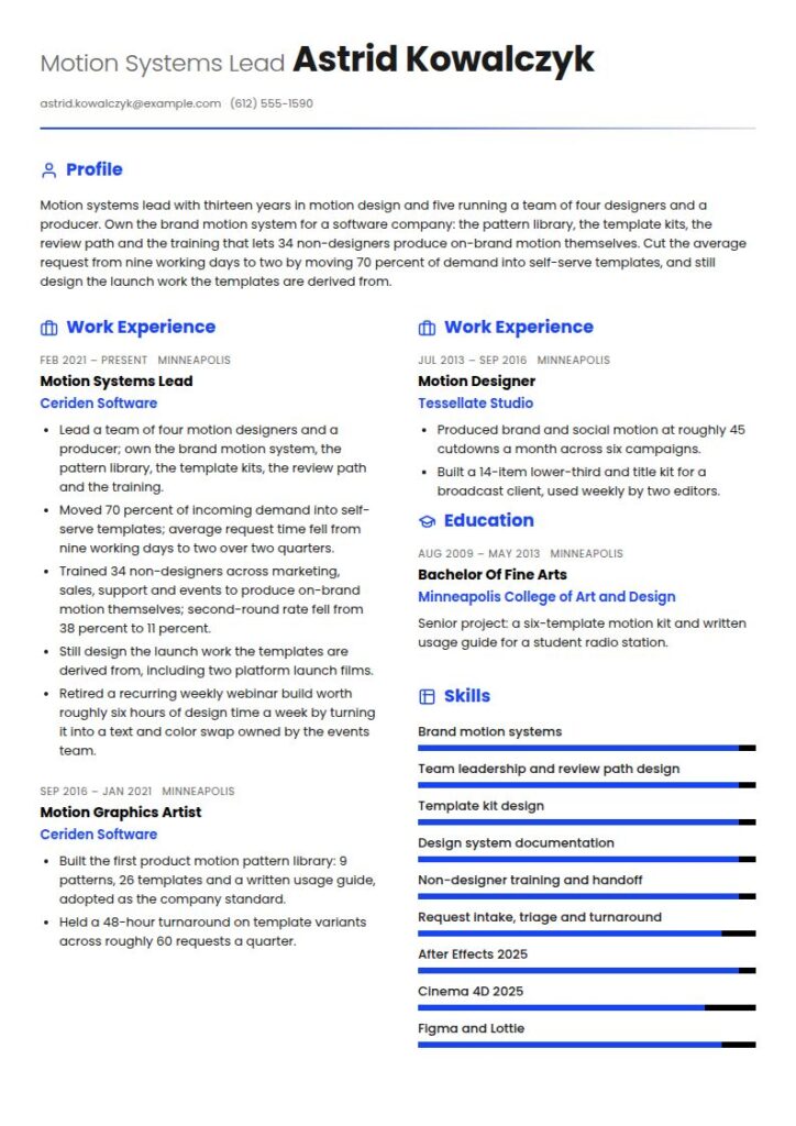 Motion Graphics Artist Resume Examples & Templates