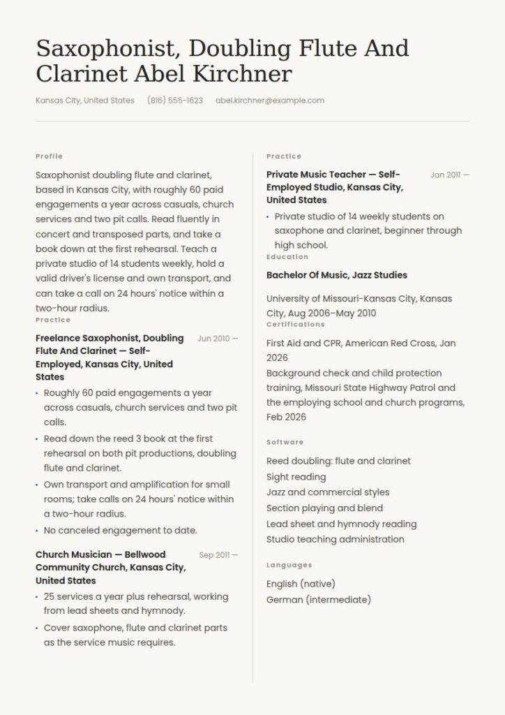 Musician Resume Examples & Templates