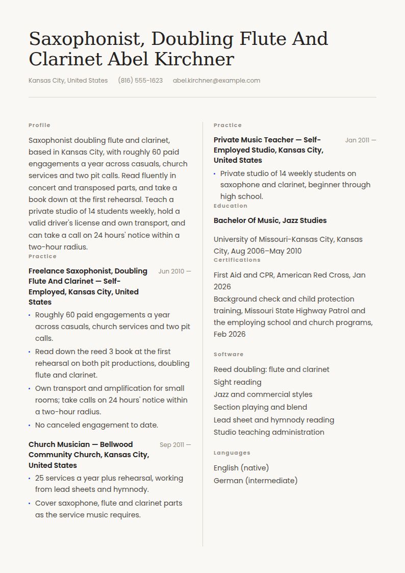 Musician Resume Examples & Templates