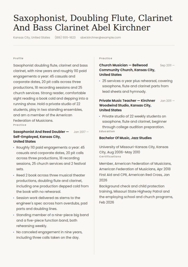 Musician Resume Examples & Templates