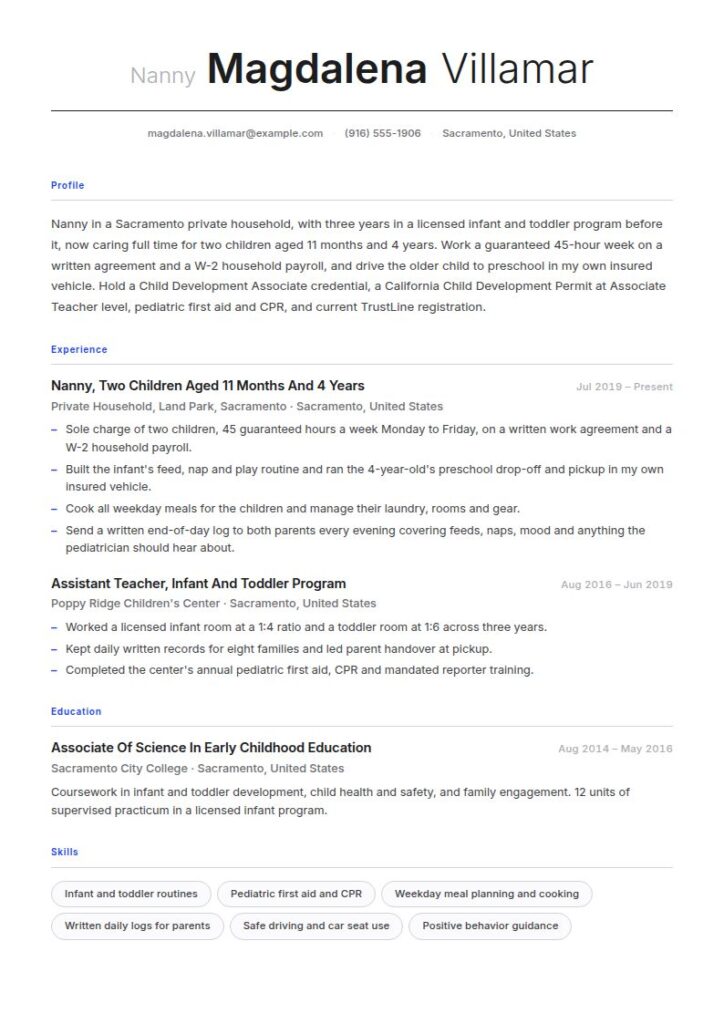 Nanny Resume Examples & Templates