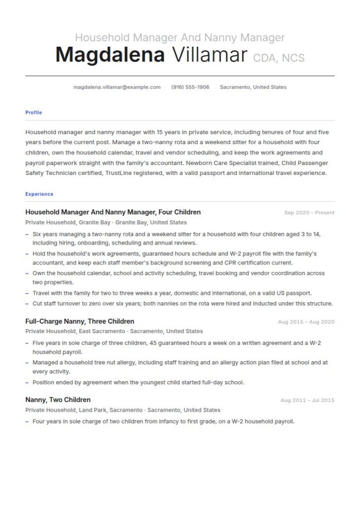 Nanny Resume Examples & Templates