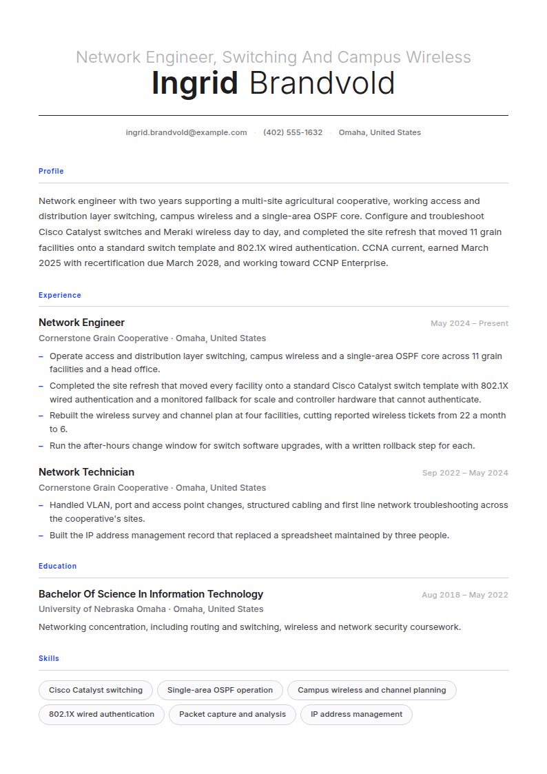 Network Engineer Resume Examples & Templates