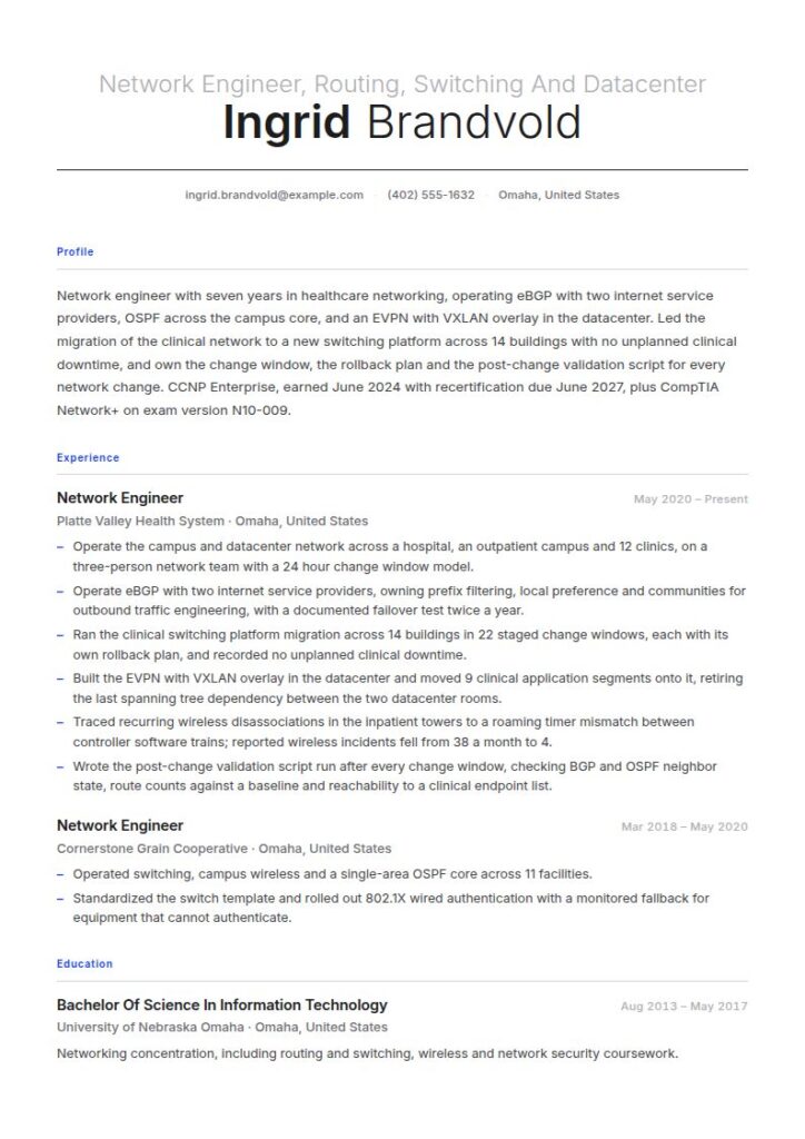 Network Engineer Resume Examples & Templates