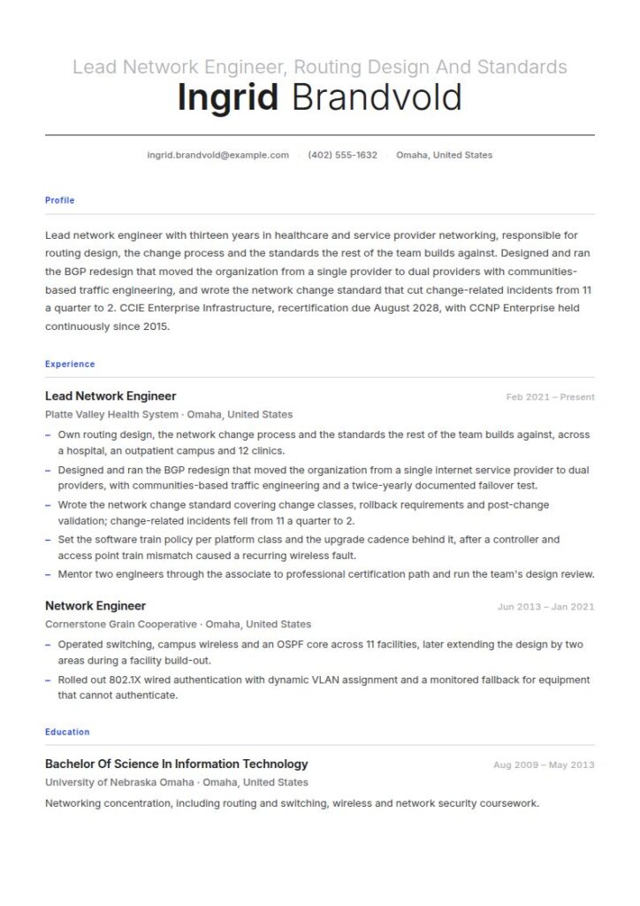 Network Engineer Resume Examples & Templates