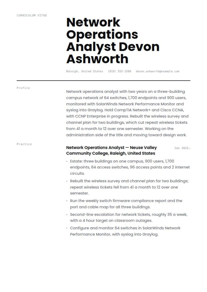 Network Systems Analyst Resume Examples & Templates