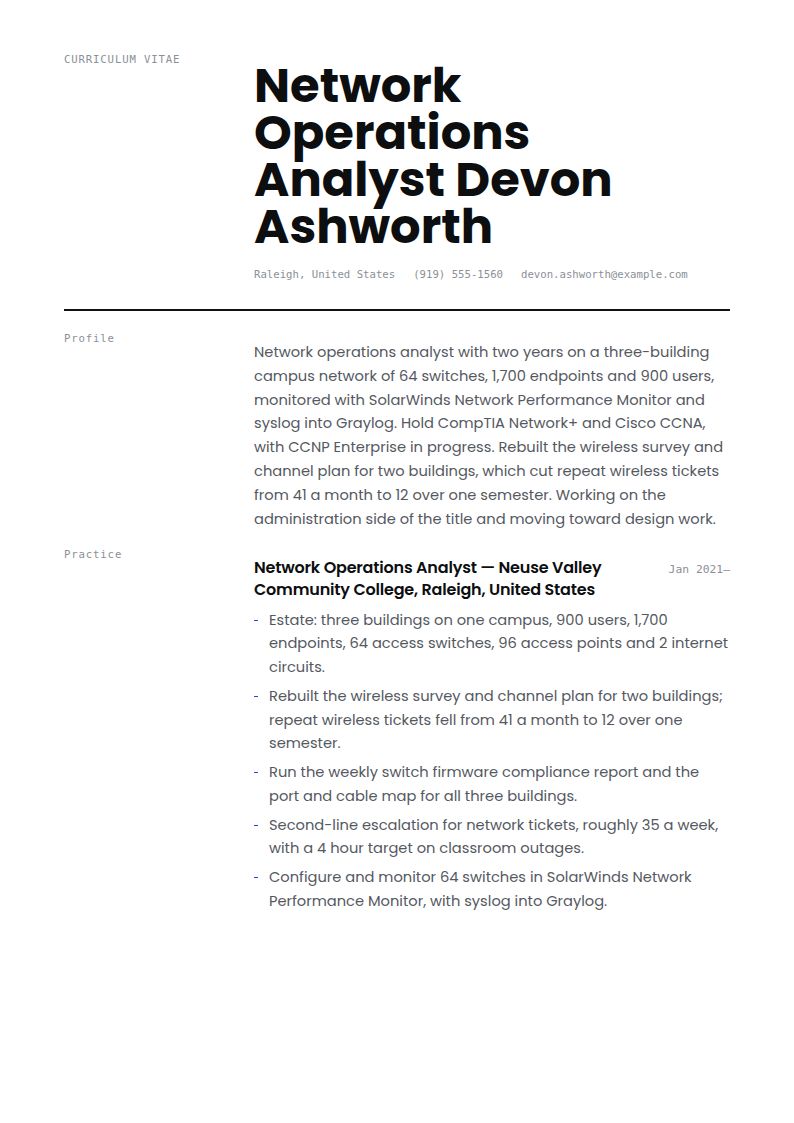 Network Systems Analyst Resume Examples & Templates