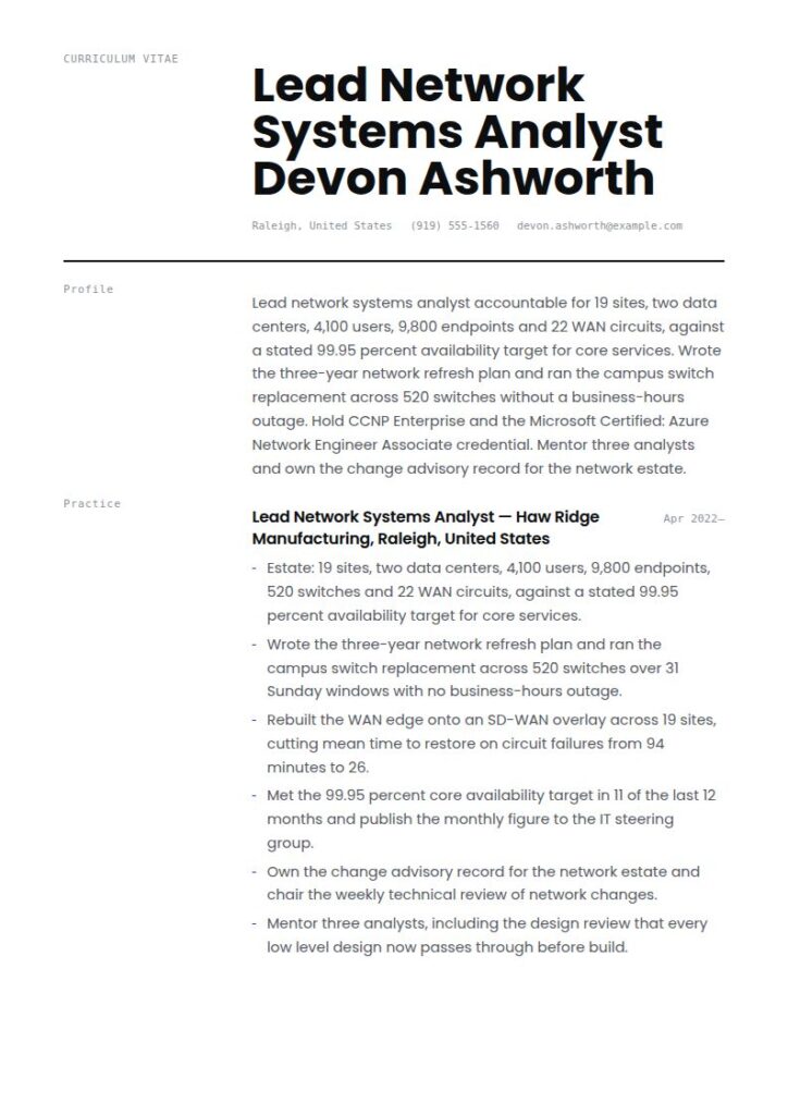 Network Systems Analyst Resume Examples & Templates