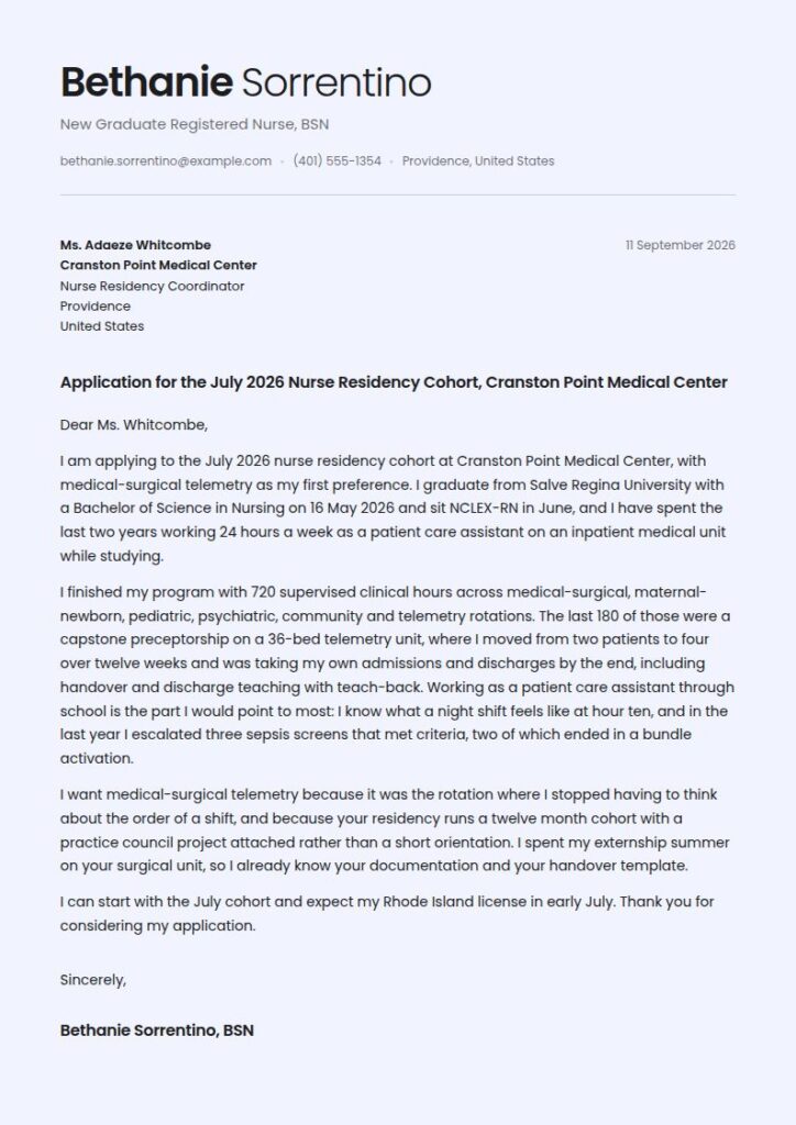 New Graduate Nursing Cover Letter Examples & Templates