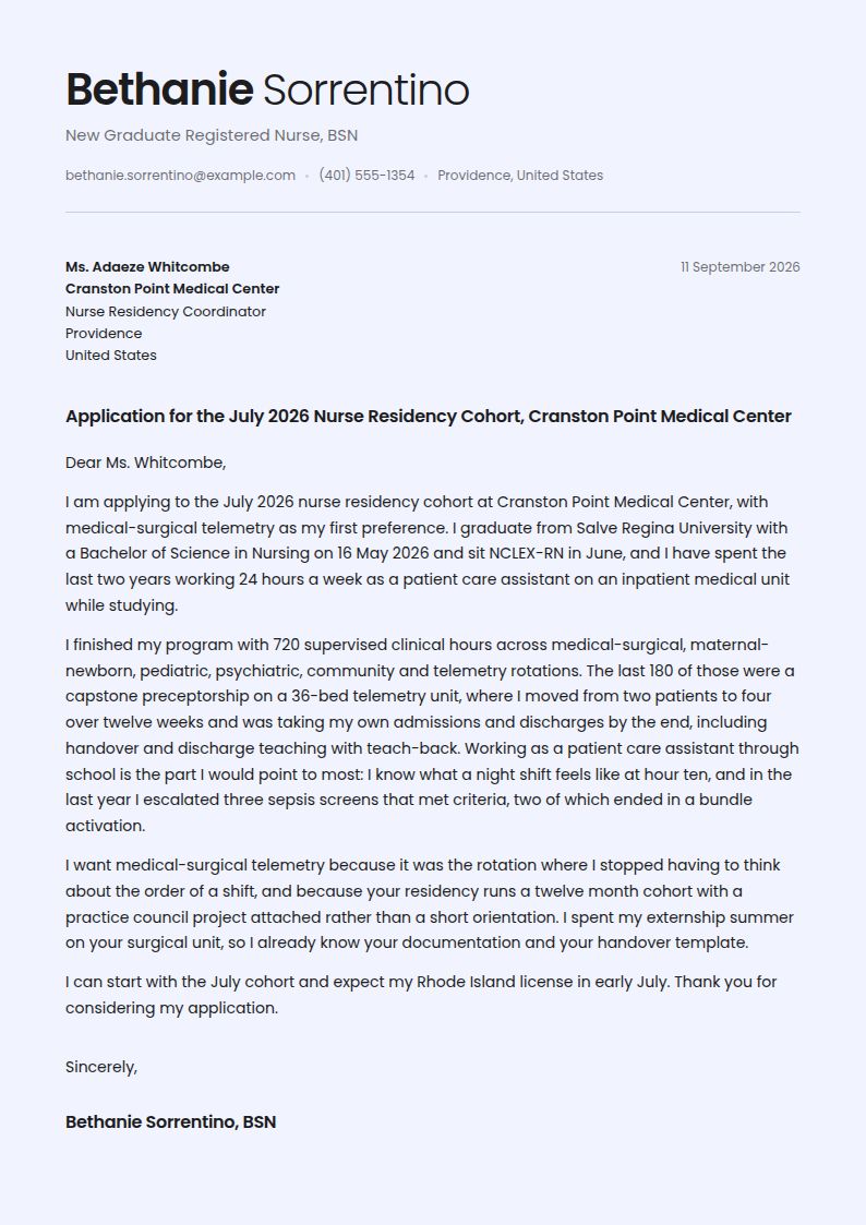 New Graduate Nursing Cover Letter Examples & Templates