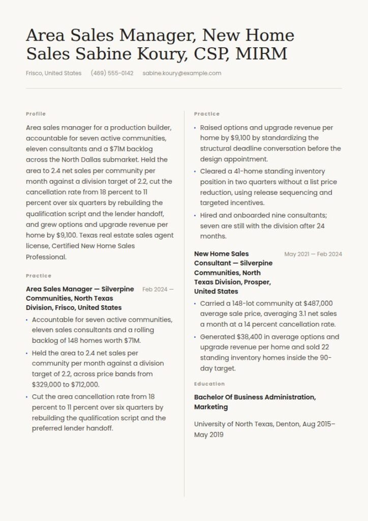 New Home Sales Consultant Resume Examples & Templates
