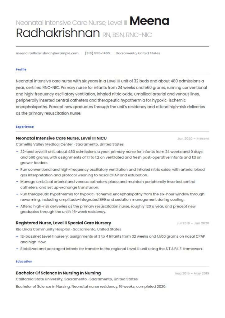 NICU Nurse Resume Examples & Templates