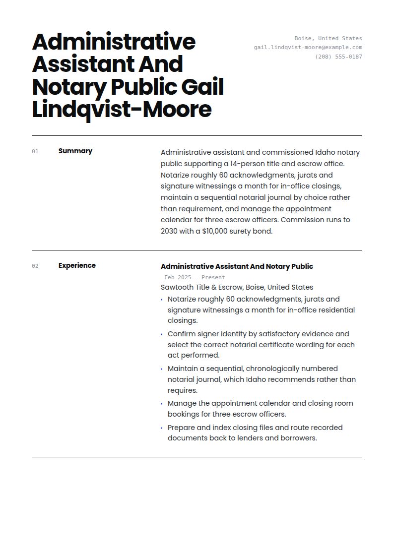 Notary Resume Examples & Templates