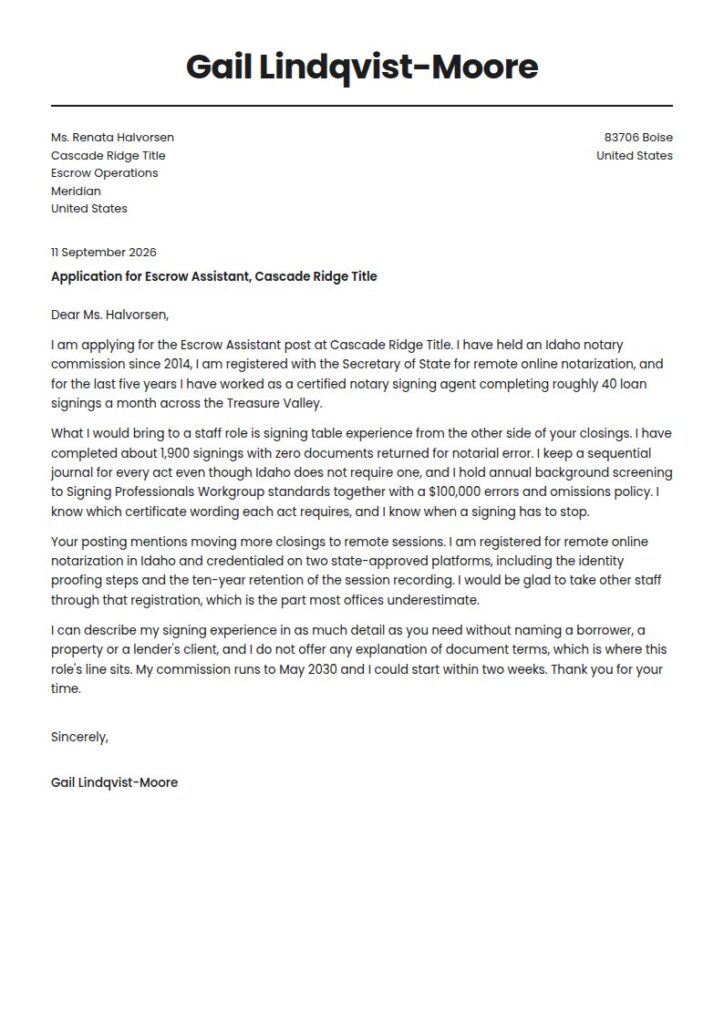 Notary Cover Letter Examples & Templates