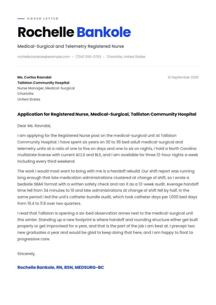 Nurse Cover Letter Examples & Templates