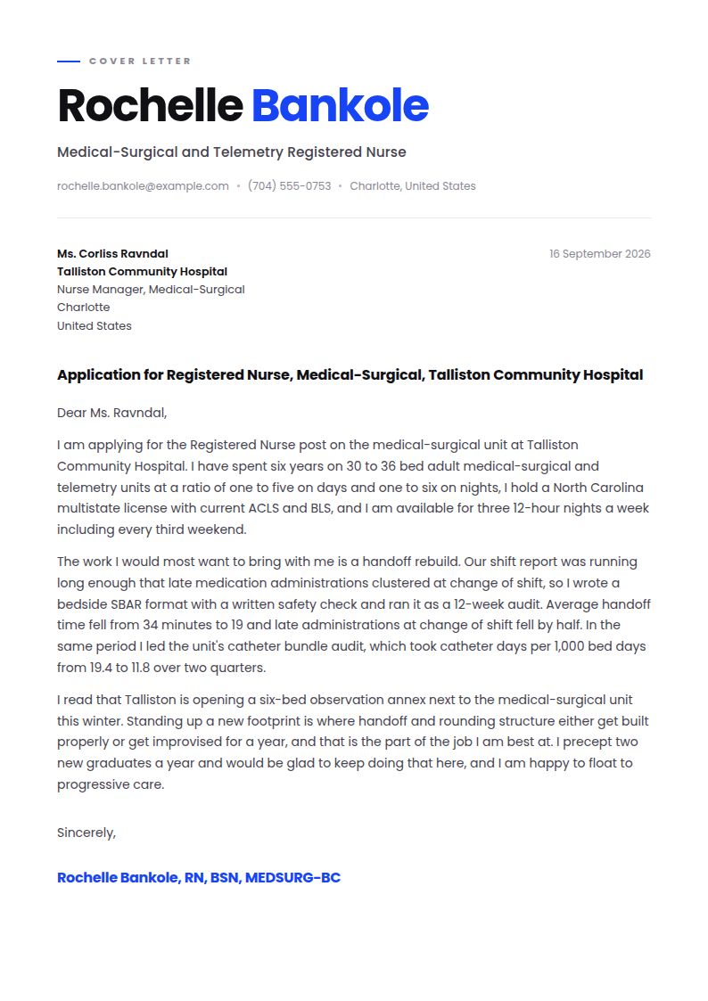 Nurse Cover Letter Examples & Templates