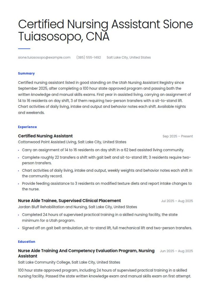 Nursing Assistant Resume Examples & Templates