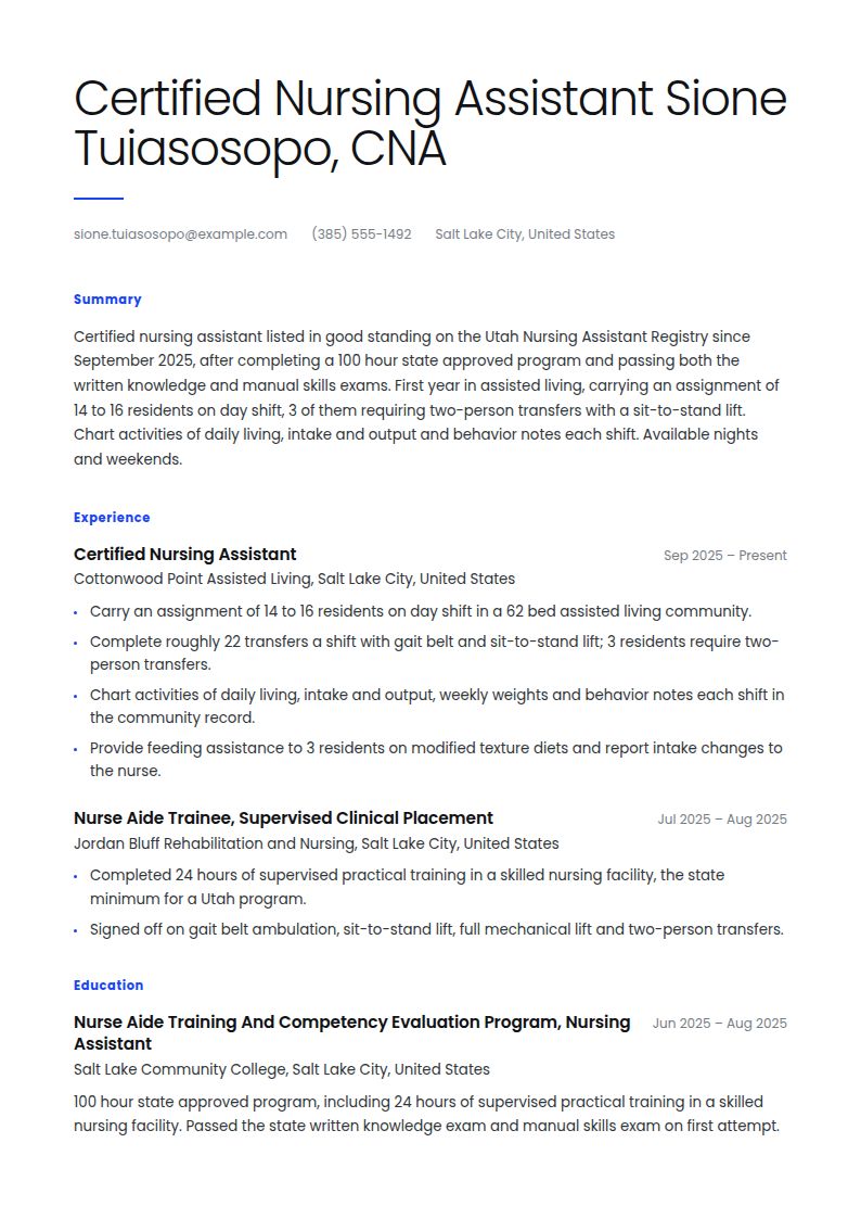 Nursing Assistant Resume Examples & Templates