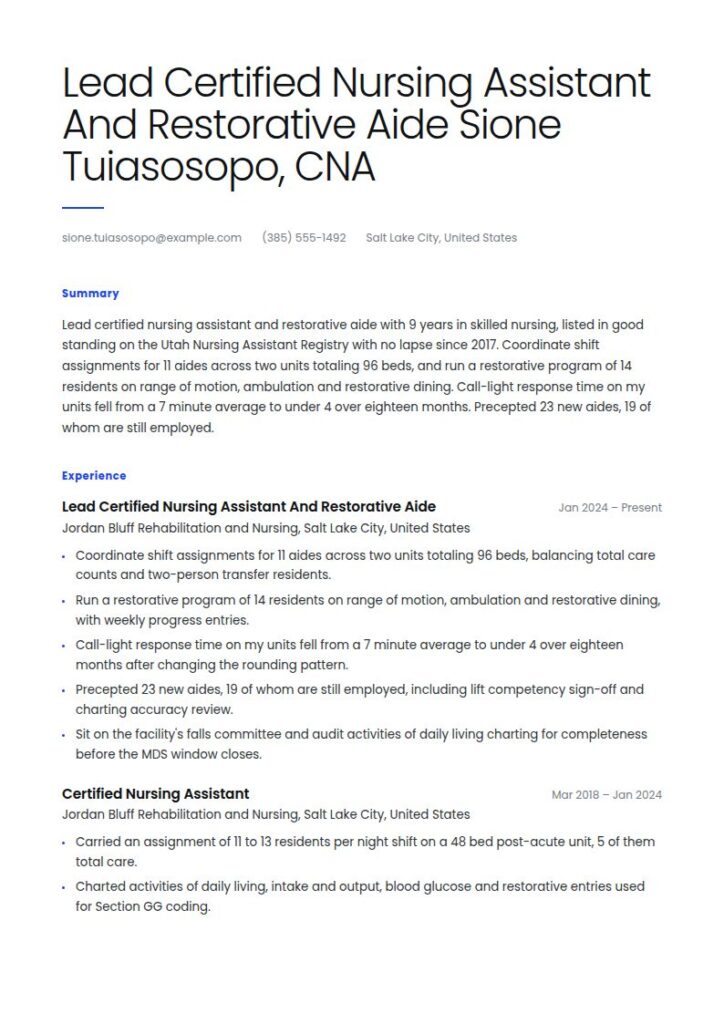 Nursing Assistant Resume Examples & Templates