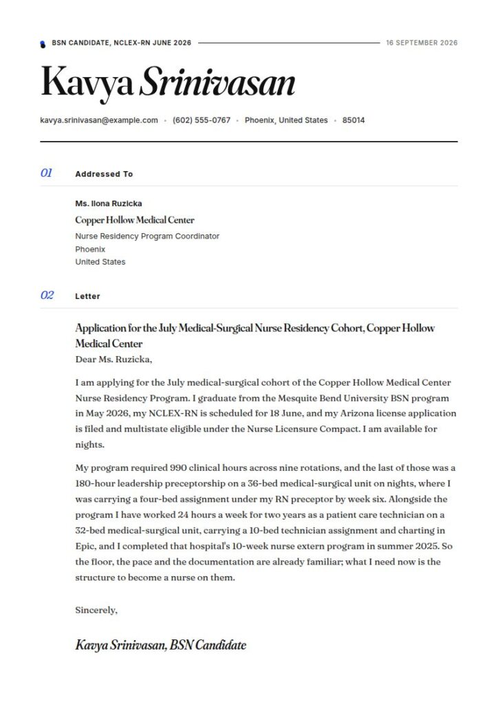 Nursing Student Cover Letter Examples & Templates
