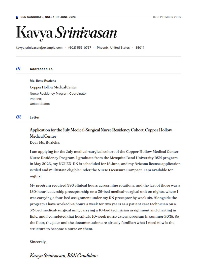 Nursing Student Cover Letter Examples & Templates