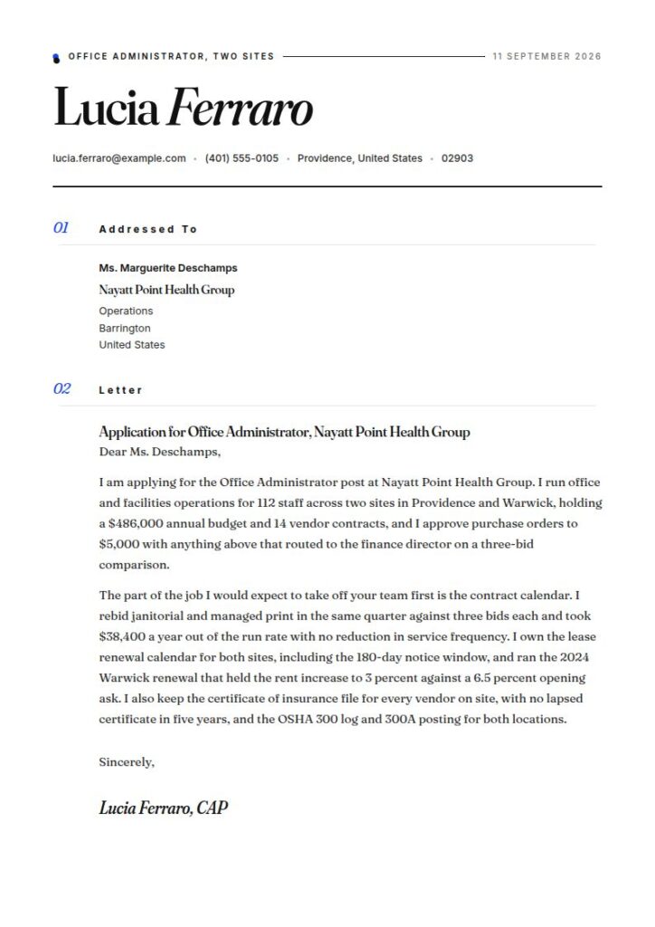 Office Administrator Cover Letter Examples & Templates