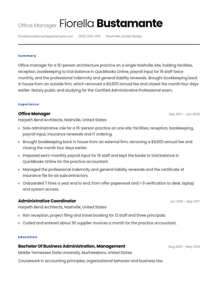 Office Manager Resume Examples & Templates
