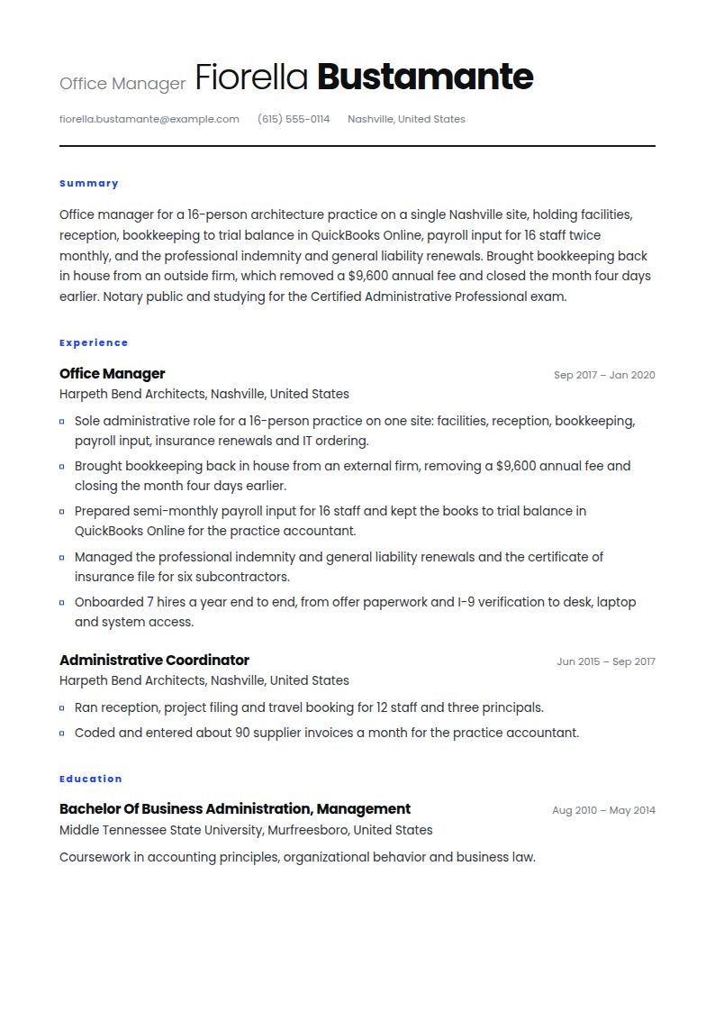 Office Manager Resume Examples & Templates