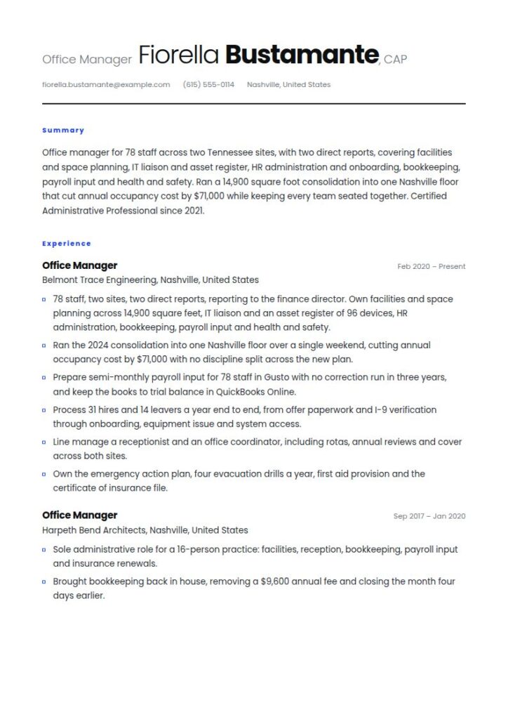Office Manager Resume Examples & Templates