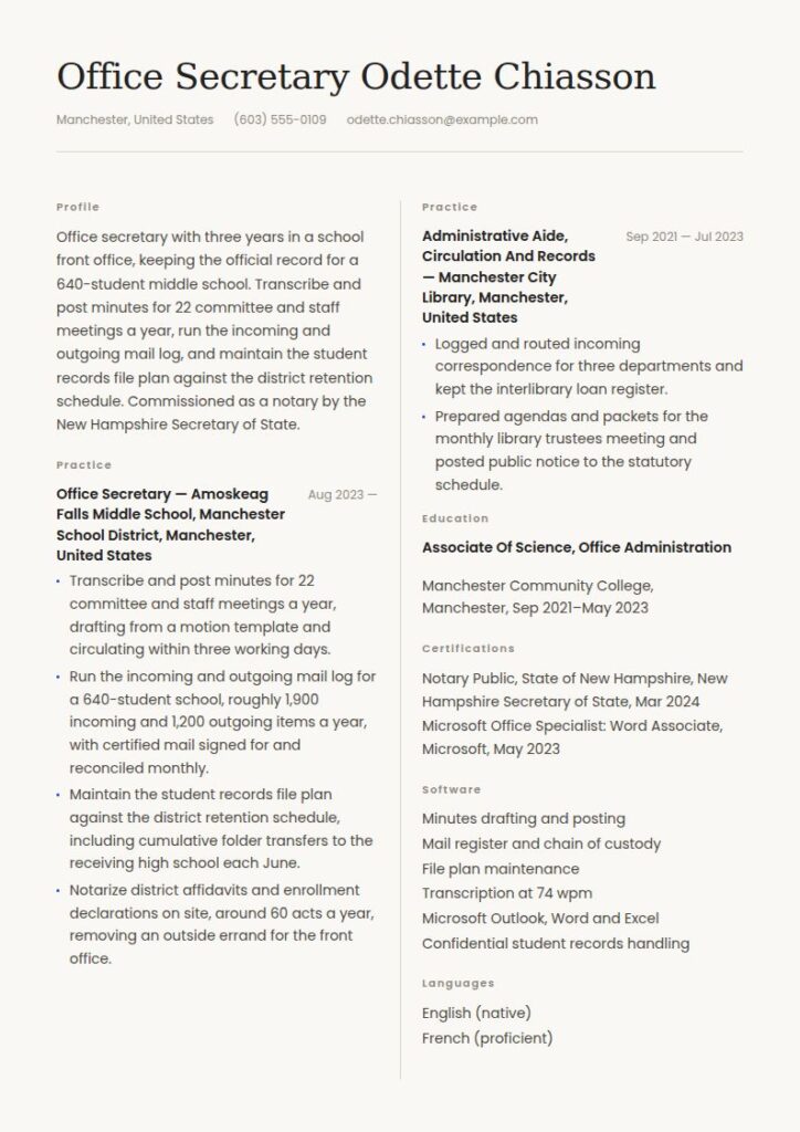 Office Secretary Resume Examples & Templates