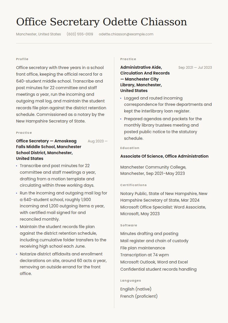Office Secretary Resume Examples & Templates