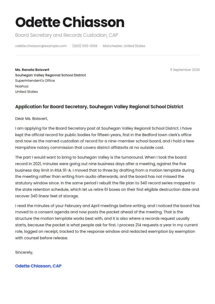 Office Secretary Cover Letter Examples & Templates