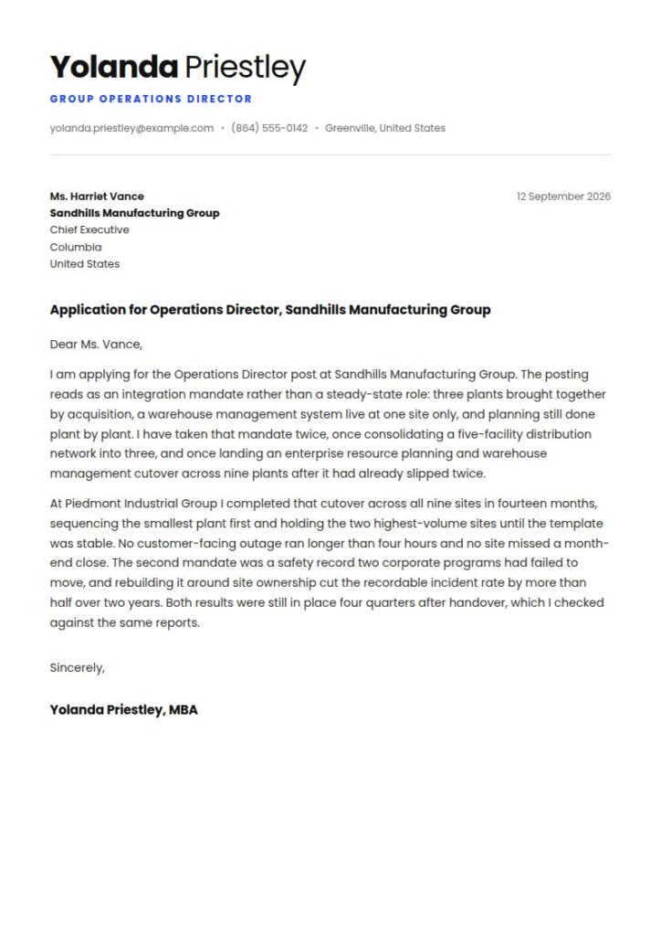 Operations Director Cover Letter Examples & Templates