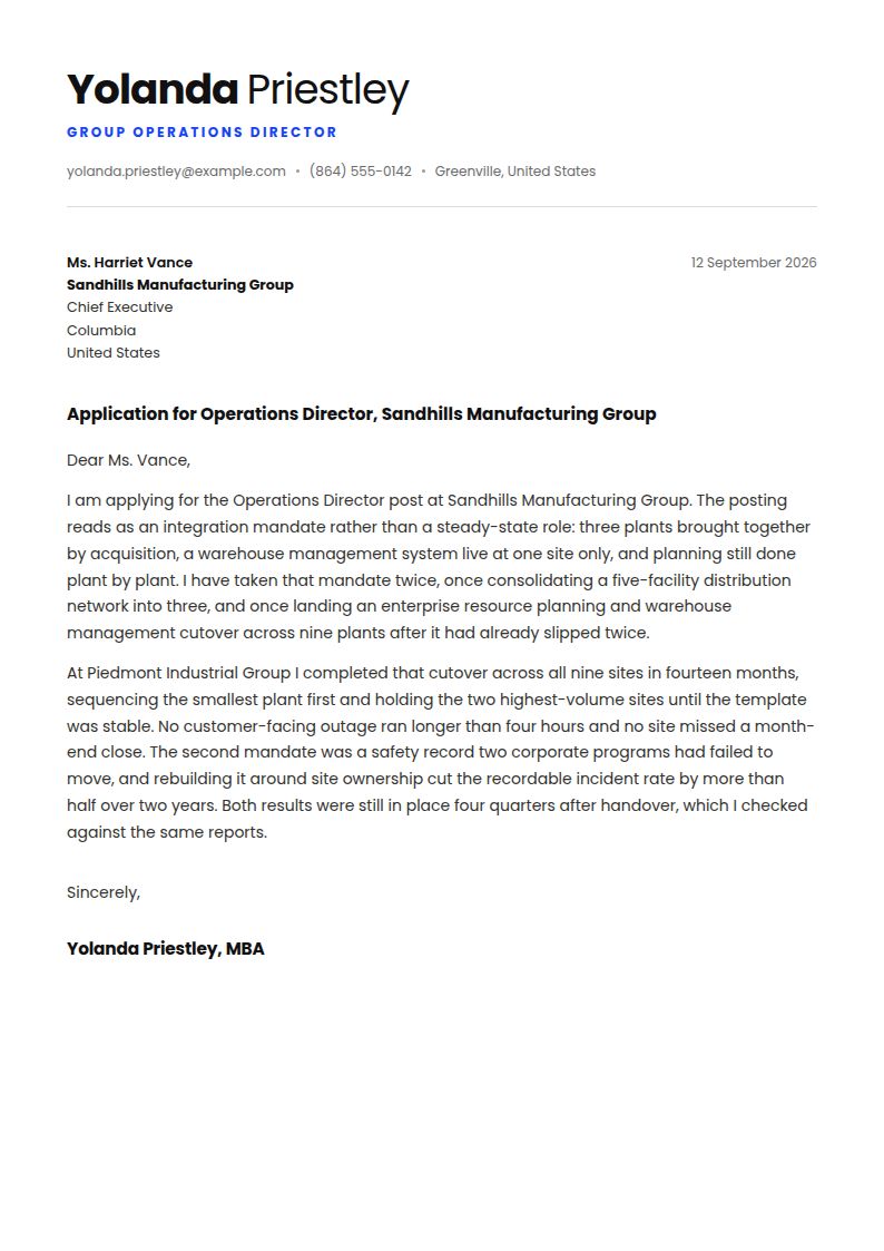 Operations Director Cover Letter Examples & Templates