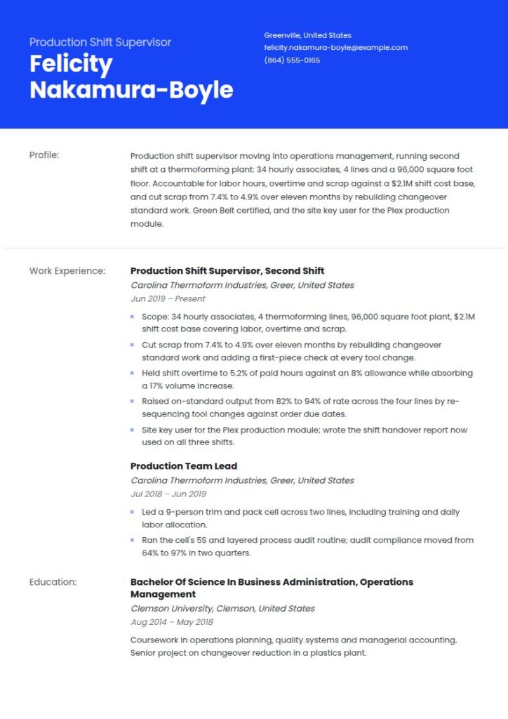 Operations Manager Resume Examples & Templates