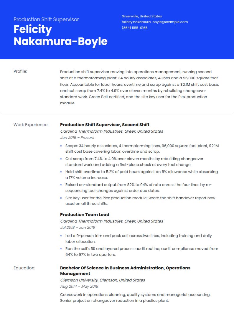 Operations Manager Resume Examples & Templates
