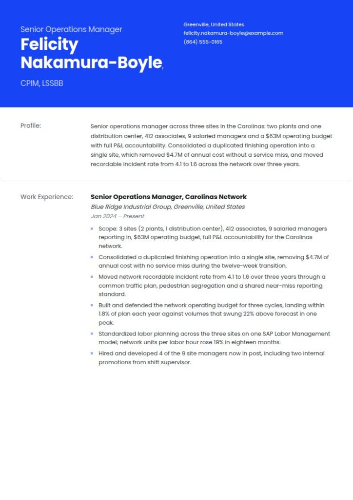 Operations Manager Resume Examples & Templates