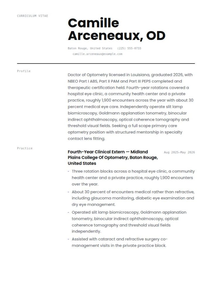 Optometrist Resume Examples & Templates