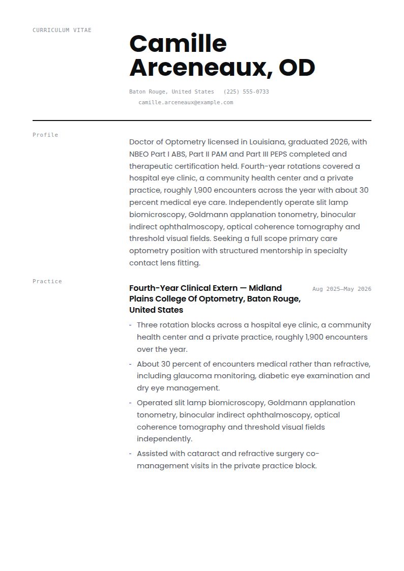 Optometrist Resume Examples & Templates
