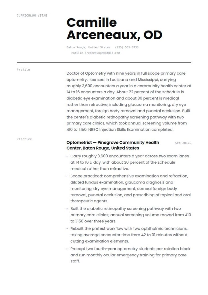 Optometrist Resume Examples & Templates