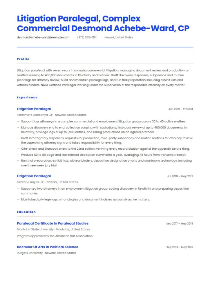 Paralegal Resume Examples & Templates