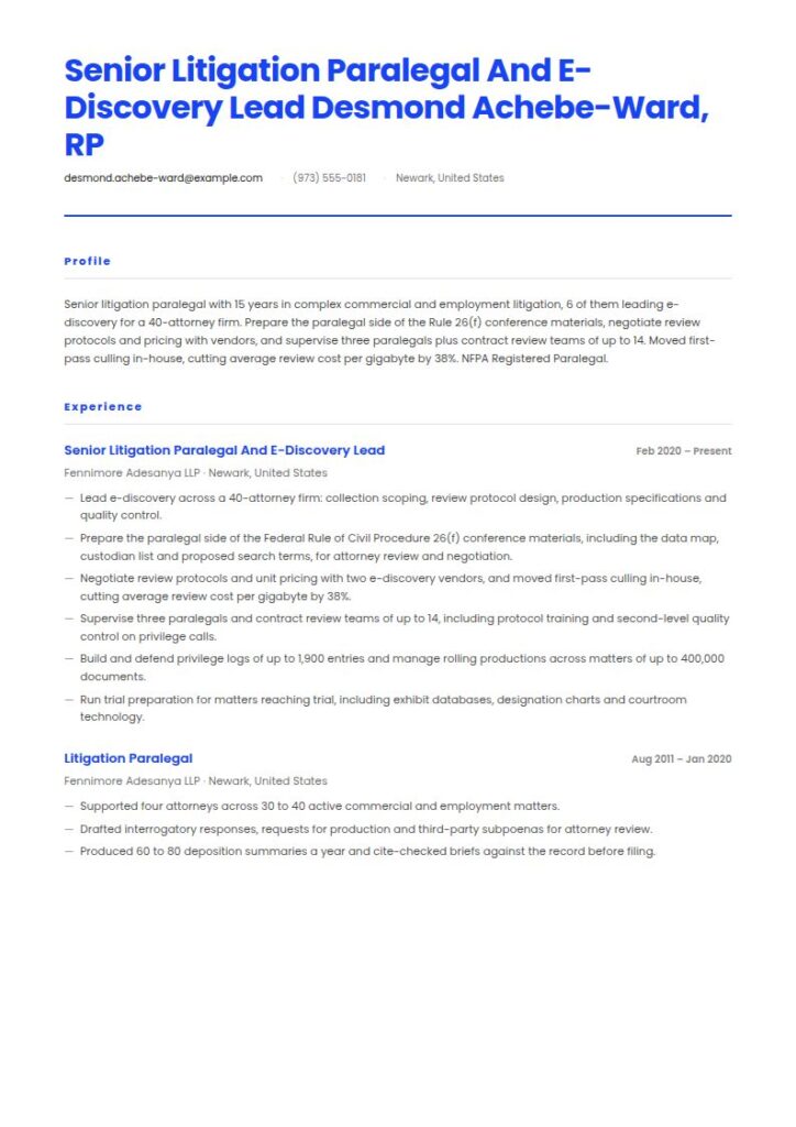 Paralegal Resume Examples & Templates