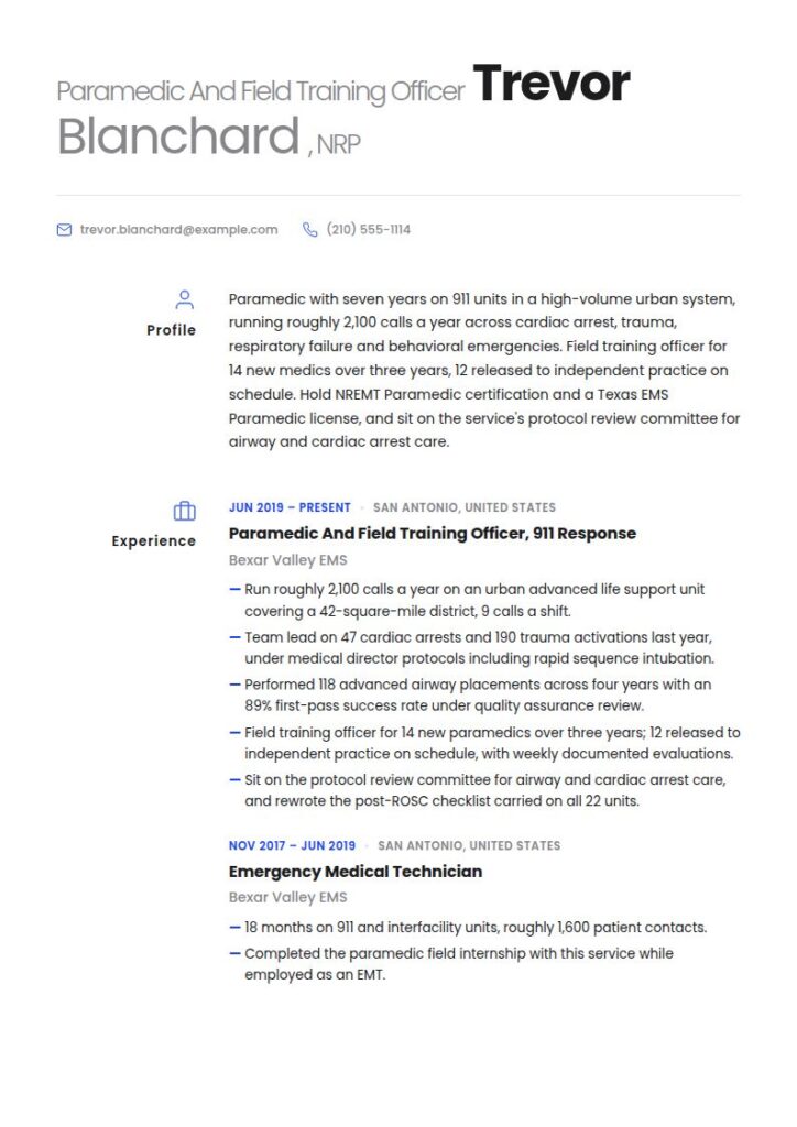 Paramedic Resume Examples & Templates