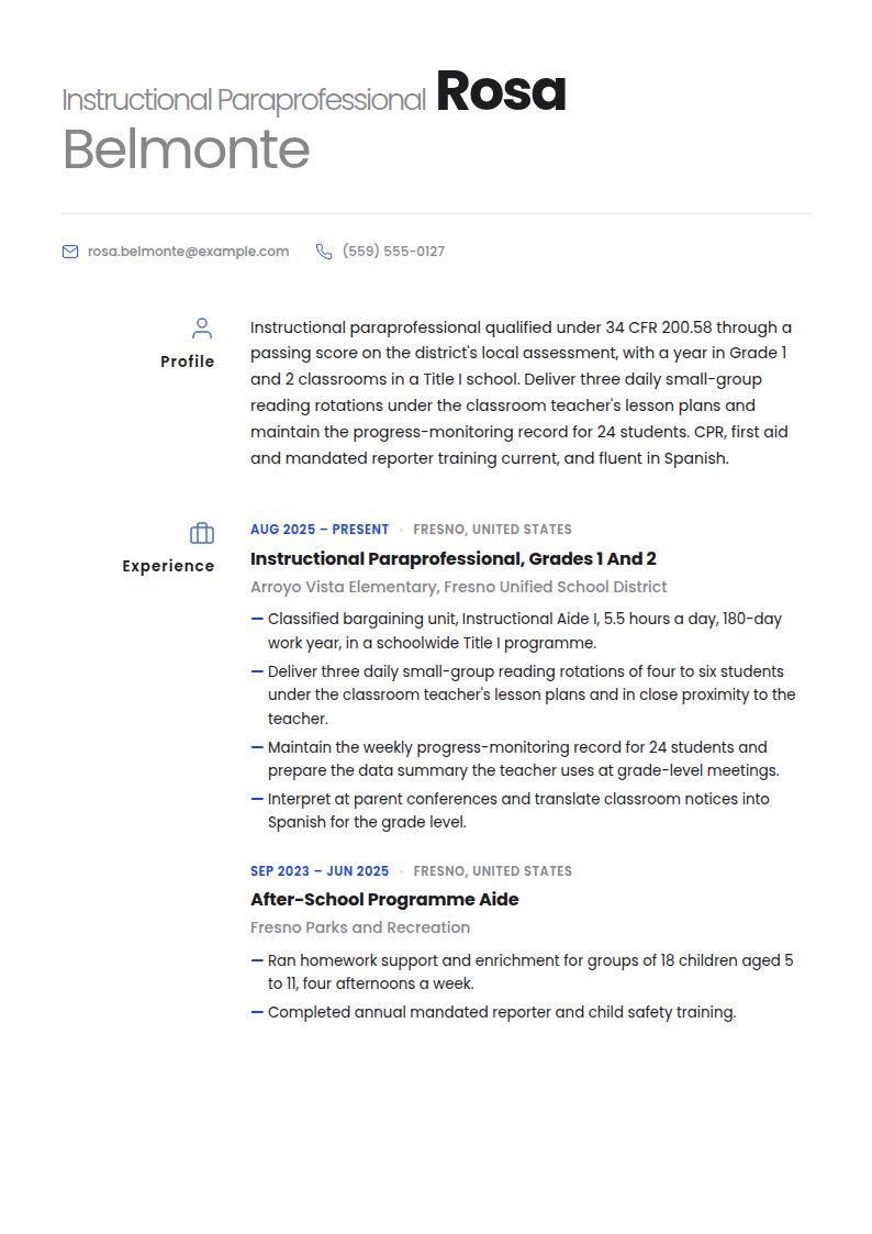 Paraprofessional Resume Examples & Templates