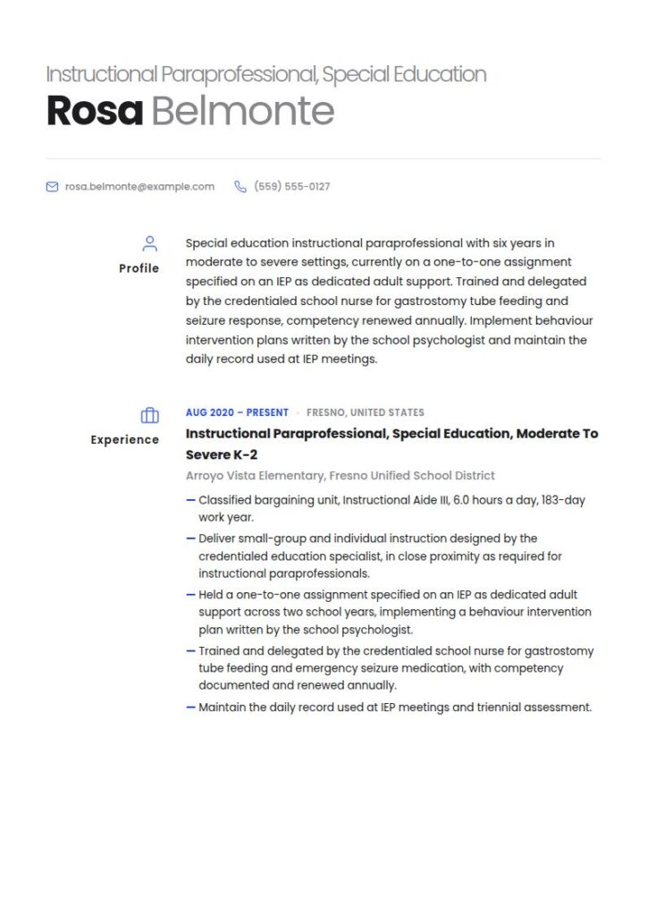 Paraprofessional Resume Examples & Templates
