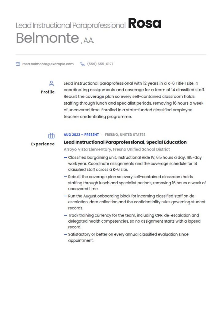 Paraprofessional Resume Examples & Templates