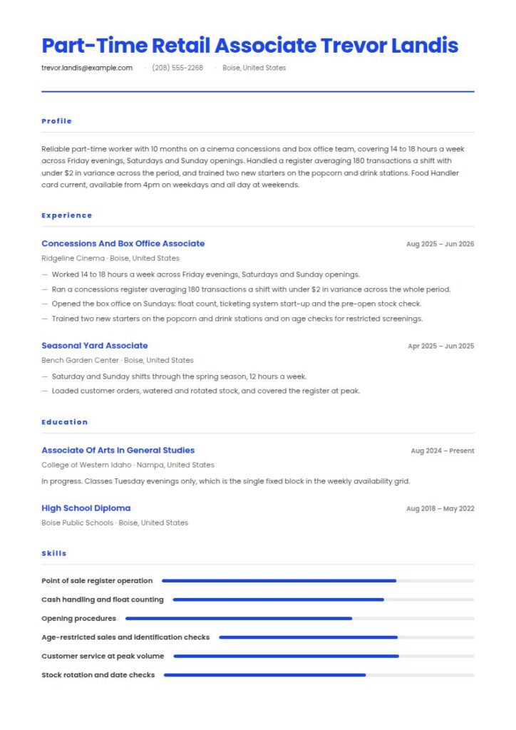 Part Time Job Resume Examples & Templates