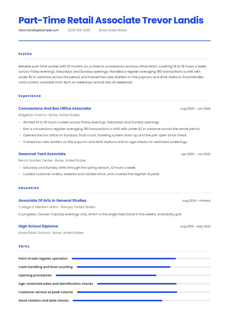 Part Time Job Resume Examples & Templates